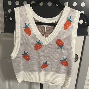 Brand new strawberry sweater vest